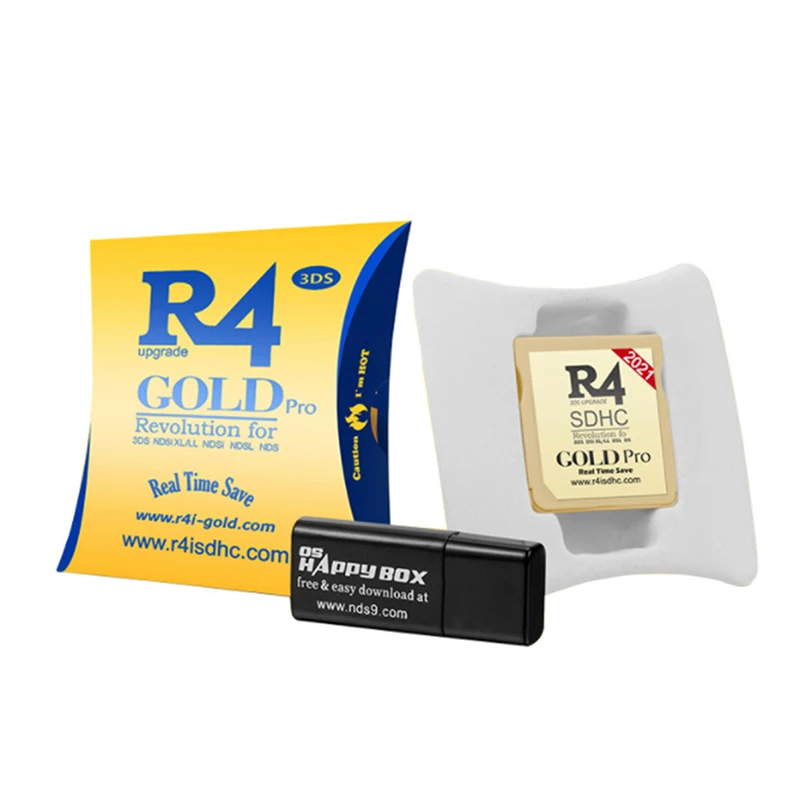 2021 R4 Gold Pro SDHC for DS/3DS/2DS/ Revolution Cartridge With USB Adapter