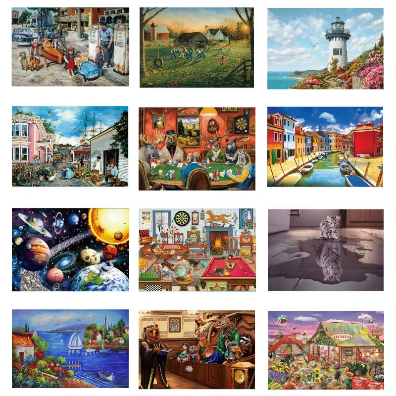 1000 Teile Erwachsenen-Puzzle 27x20 Zoll Landschafts-Ölgemälde-Design Spielzeug Gehirntrainer Kein Kleber Erforderlich Keine Rückwandpartition