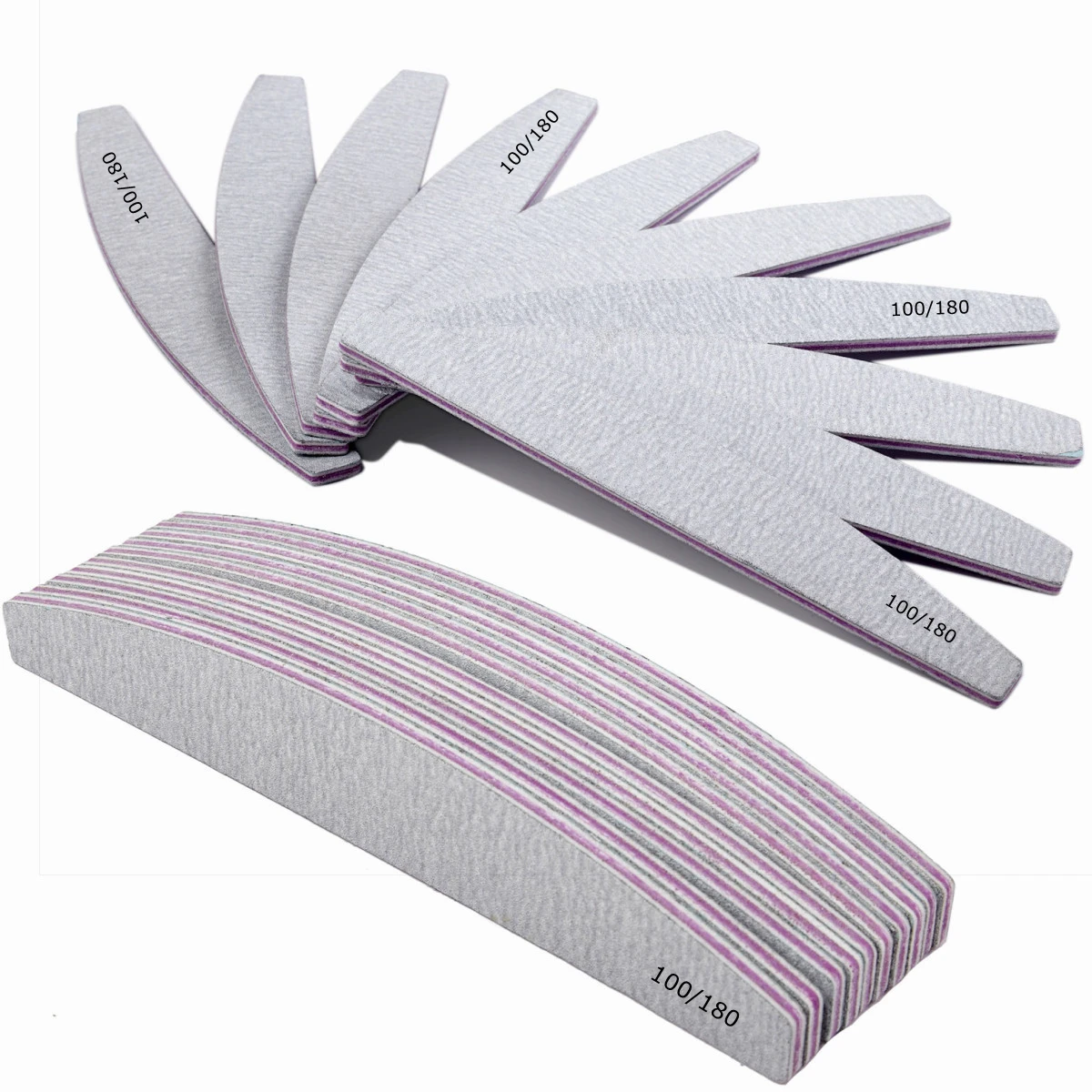

10pcs Zebra Nail Files 100 180 Grit for Poly Nail Extension Gel and Acrylic Nails Emery Boards Doubled Sides Washable