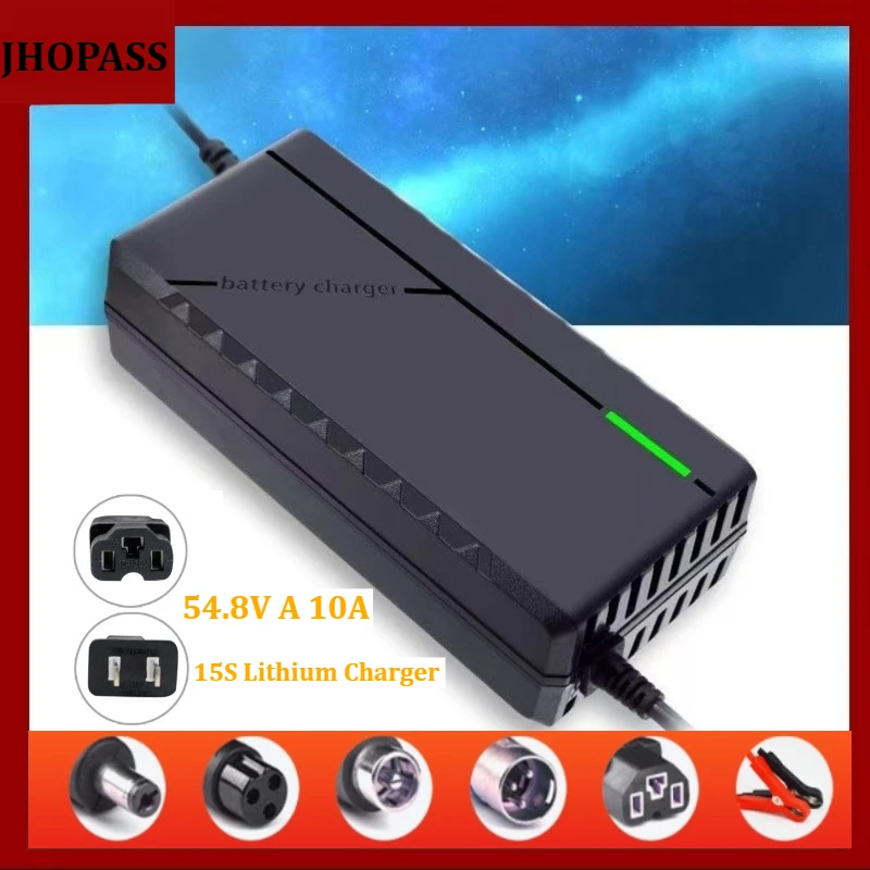 15S 54.8V 8A 10A LED Display LiFePO4 Li-ion Lithium battery charger for Scooter Motorcycle E-bike AC110V-220V US EU AU UK Plug