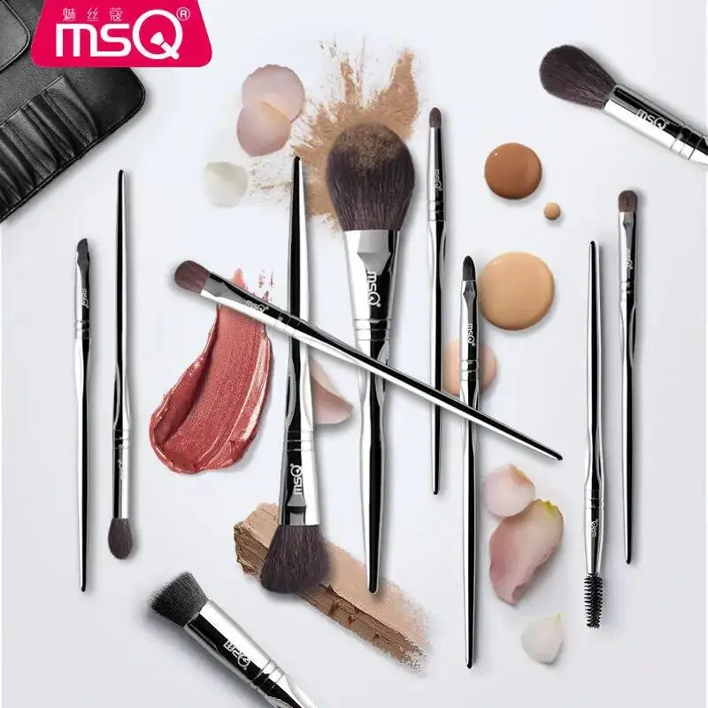 MSQ 11-Piece Makeup Brush Set Professional Animal Hair Eyeshadow Application Tools Complete Set for Makeup Artists And Beauty En