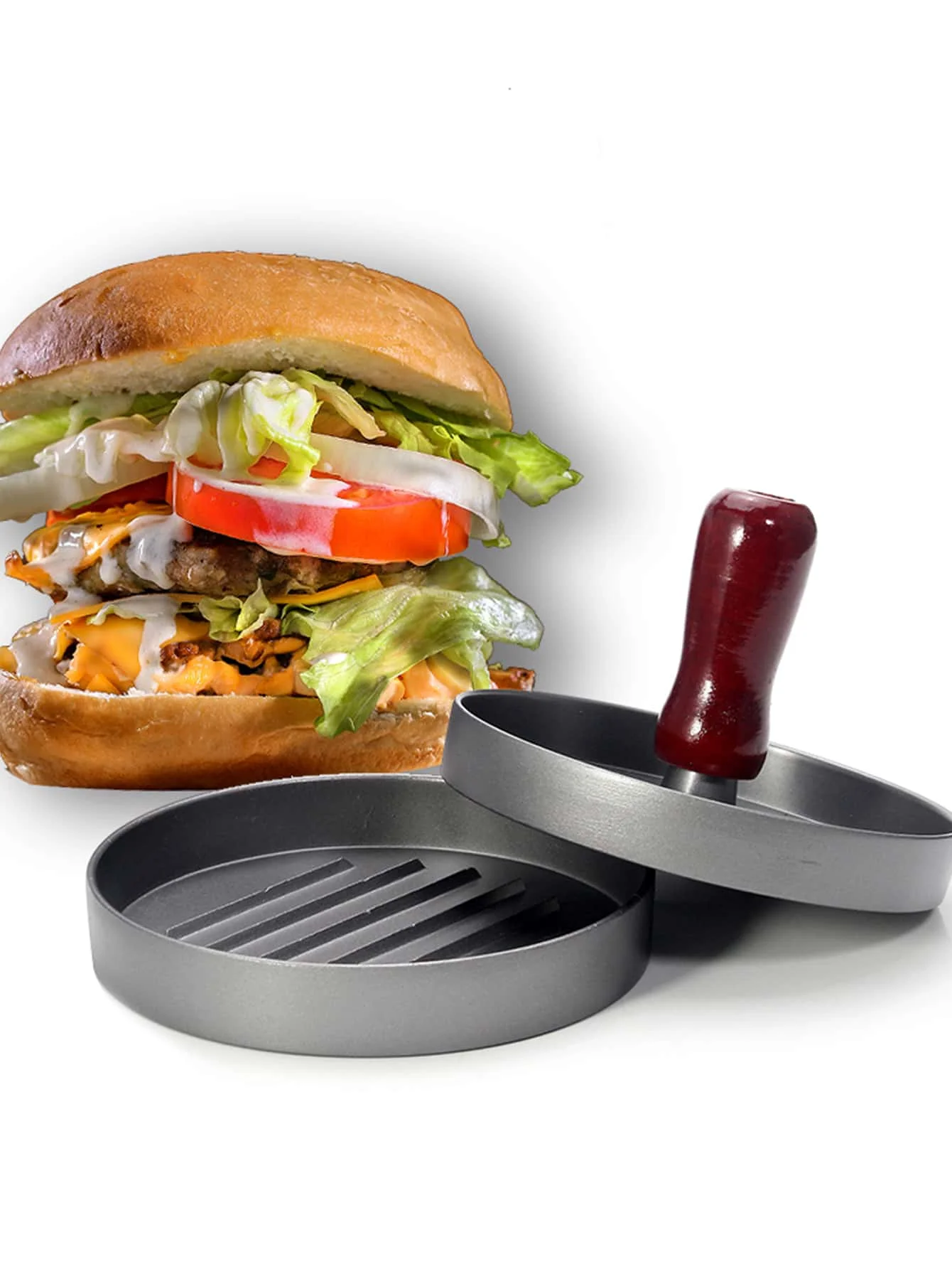 Leeseph Hamburger Press Patty Maker Aluminum Hamburger Mold Non-Stick Meat Beef Cheese Veggie Burger Maker Creative Kitchen