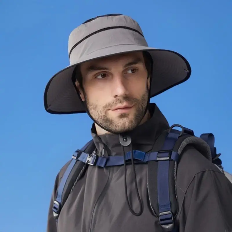 

L5YA Wide Brims Visor Hat for Camping Sun Protective Fisherman Hat Foldable Waterproof Hiking Hat Fashion Outdoor Sport Hat
