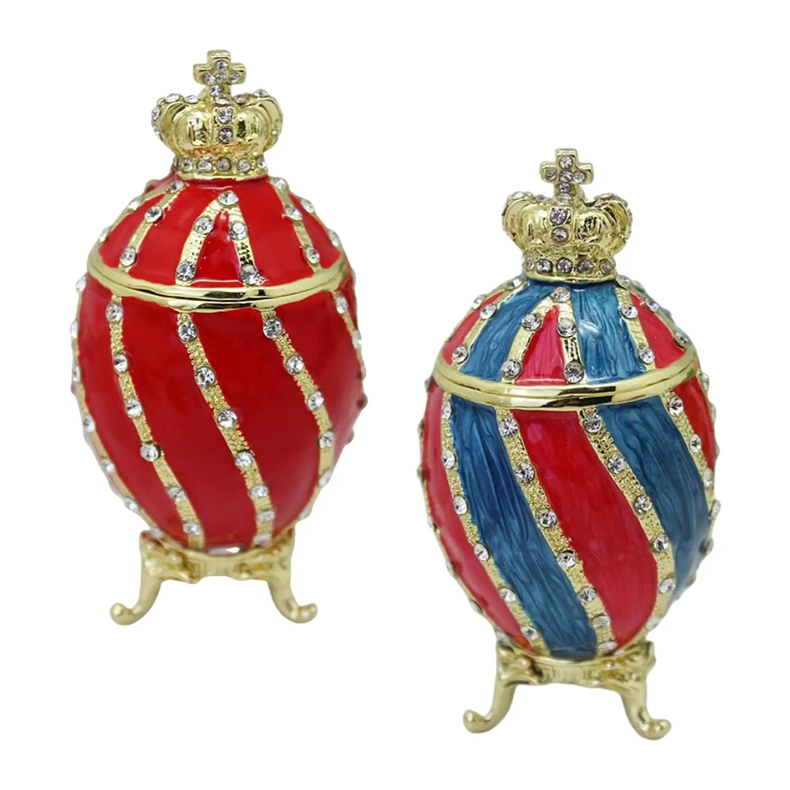 Enamel Hinged Jewelry Box Collectible Figurine Faberge Egg Trinket Box Ring Holder for Earrings Pendants Women Xmas Wedding