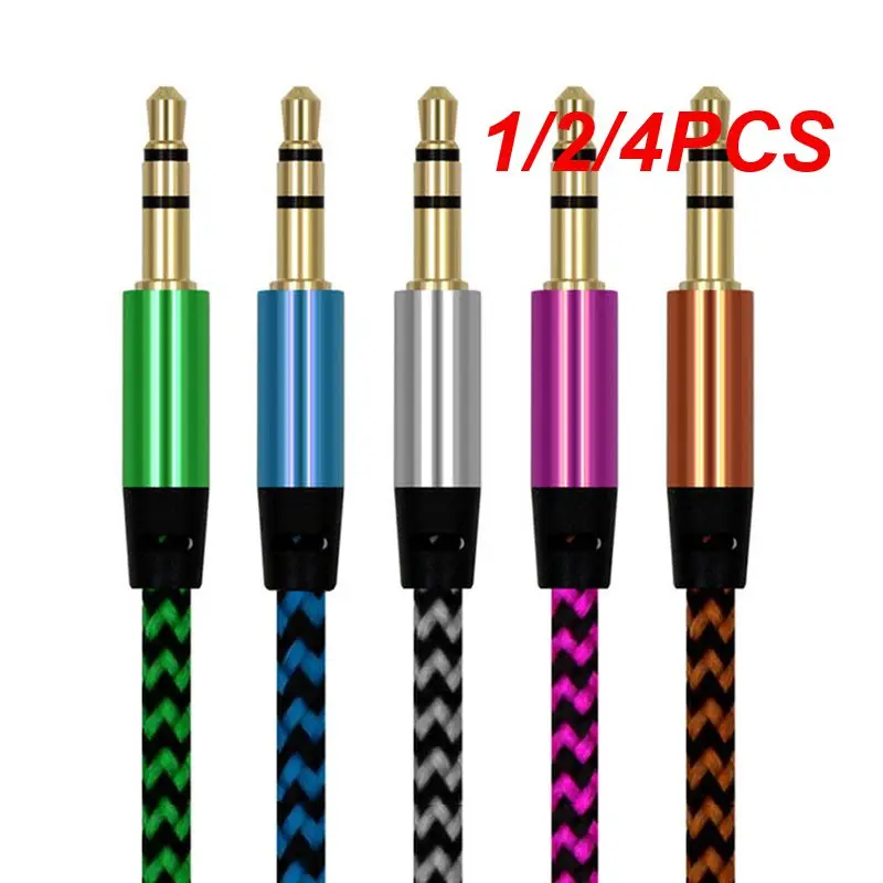 1/2/4PCS Multi-color Nylon Aux Cable Audio 3.5mm Plug Aux Audio Cable Line Cord For Speakers Cards MP3 Players Audio Cables