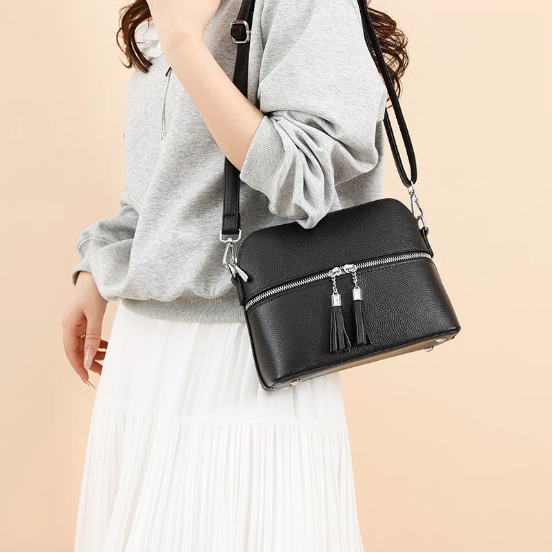 

100% воловья кожа для женщин, модные универсальные сумки-ракушки, роскошная брендовая сумка на плечо из натуральной кожи, новая женская сумка через плечо для отдыха