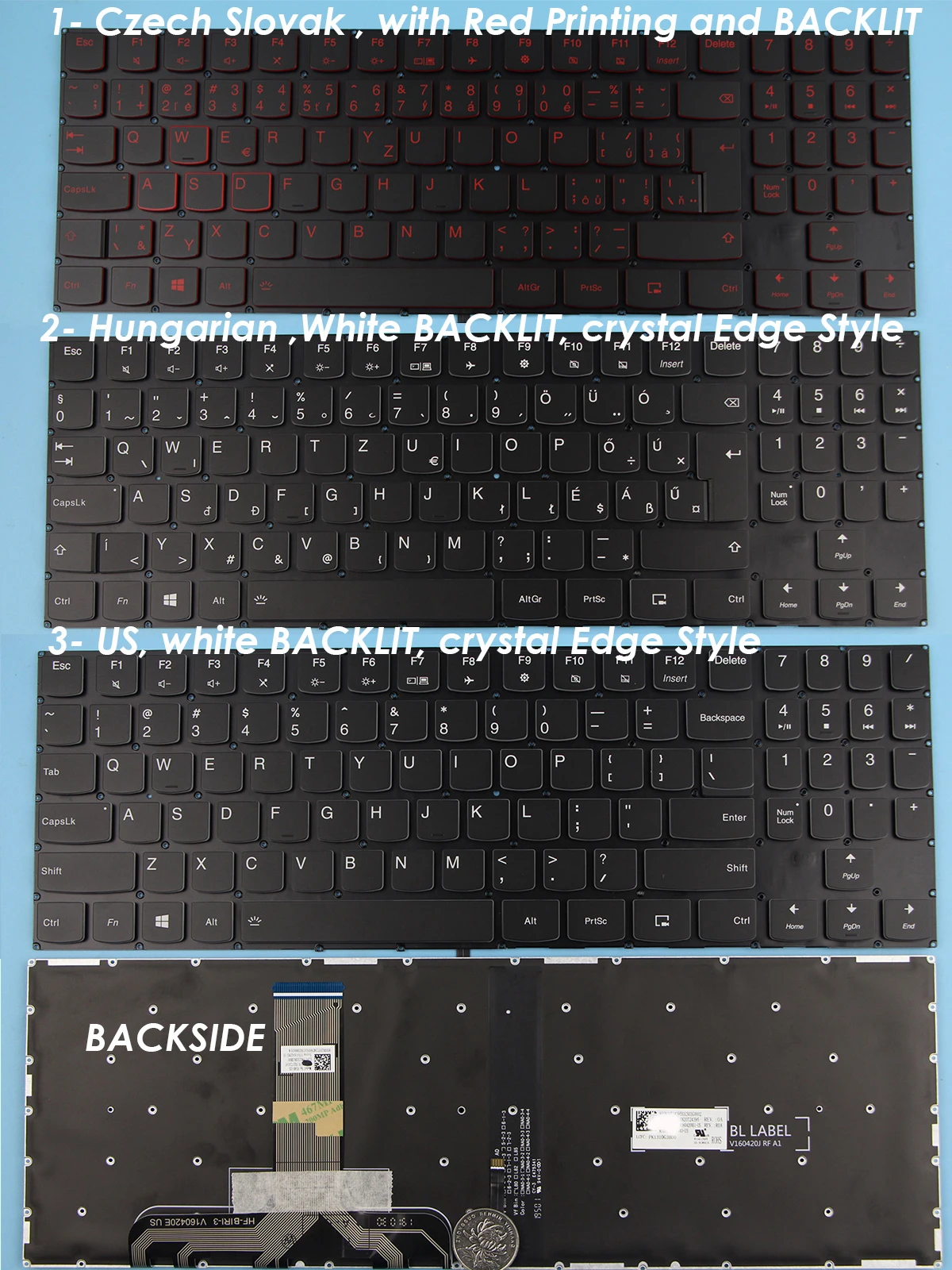 New Czech Slovak / Hungarian Magyar / US Keyboard For Lenovo Y530-15ICH Y7000P Y7000-2019 Y540-17IRH Y545 BACKLIT