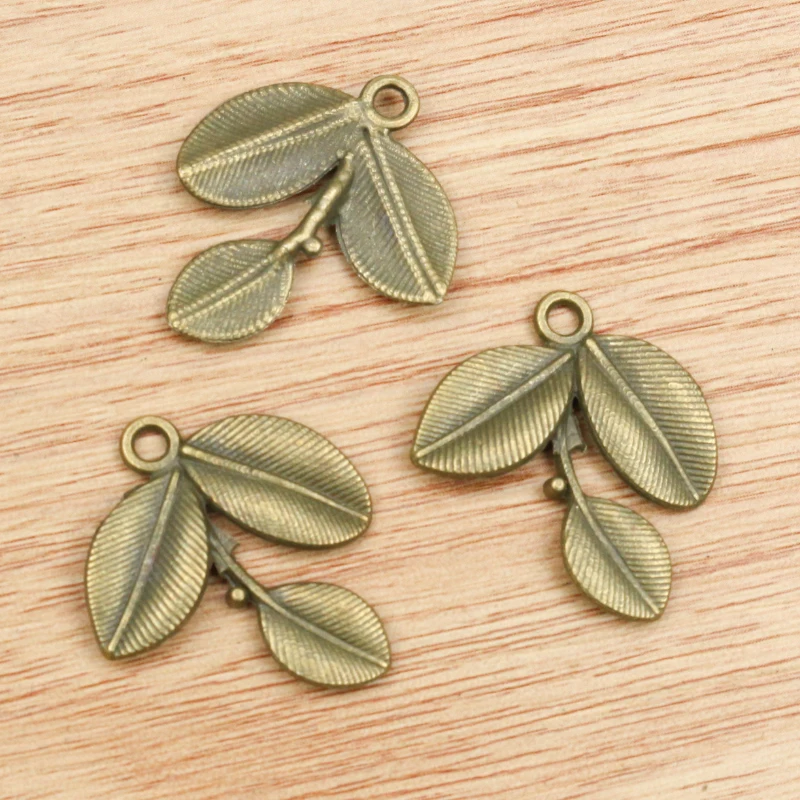 10pcs 27x23mm Antique Silver Plated and Bronze Plated Leaf Style Handmade Charms Pendant:DIY for bracelet necklace