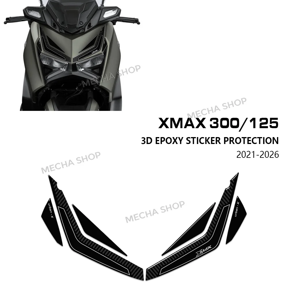

Для XMax 300 XMAX125 X MAX 300 2025 2026 Аксессуары для скутеров: 3D-наклейка из смолы на переднюю маску фары/обтекатель