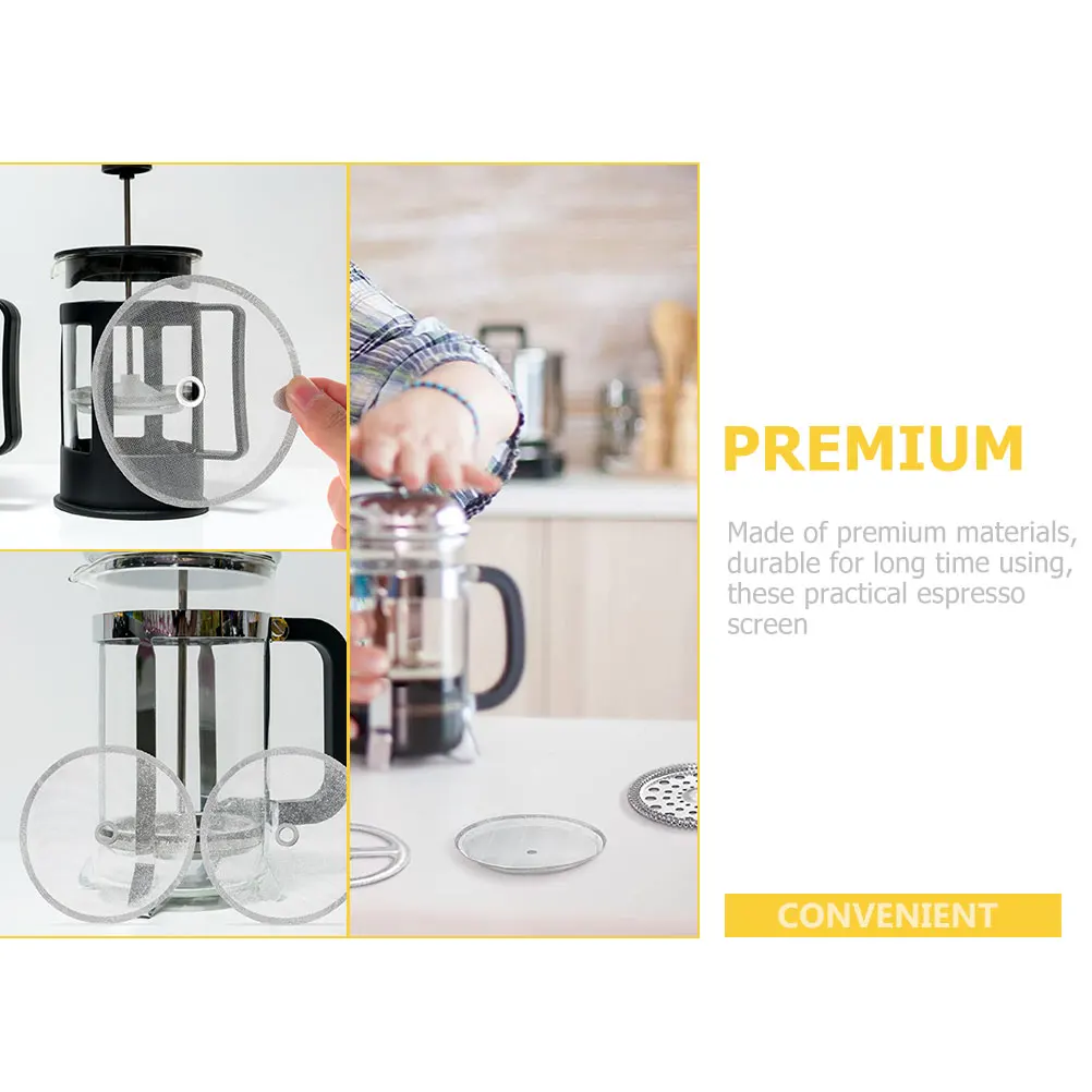 

6pcs Coffee Filters Reusable Stainless Steel Espresso Filter Screen Fine Mesh Coffee Maker Replacement for Percolators Drip