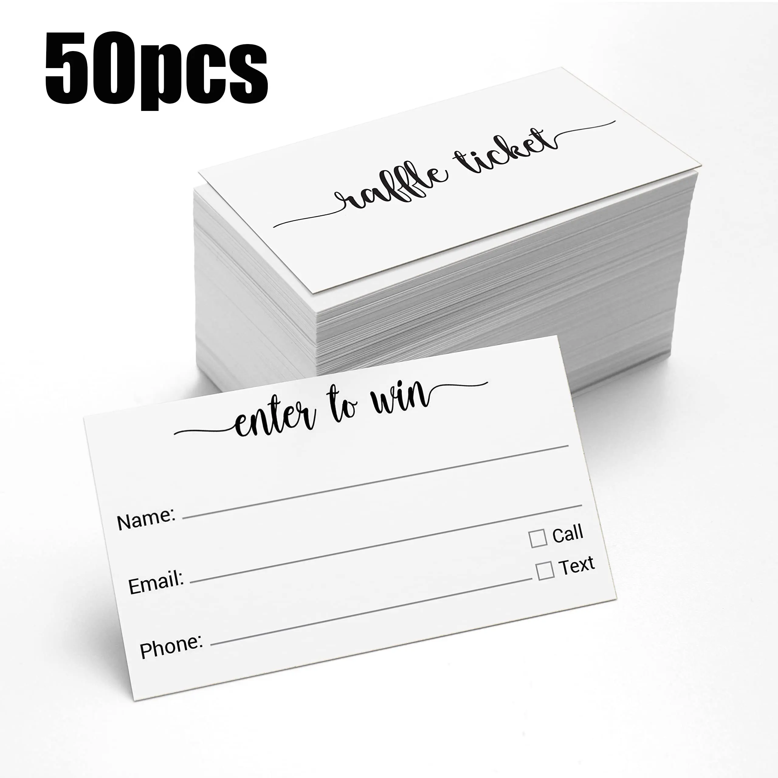 

50pcs raffle entry cards with name, phone number and email for contest, raffle, lottery prize game, white
