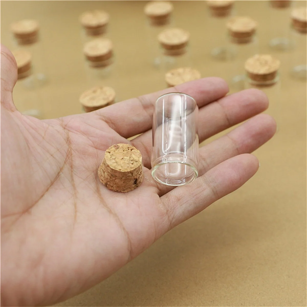 50/100 pcs/lot 17*22*40mm Glass Bottle glass Jars Tube Cork Stopper Mini Decorative Bottles Container Small DIY Tiny Vials