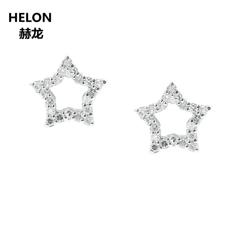 

Solid 14k White Gold Engagement Wedding Women Earrings 0.11ct SI/H Natural Diamonds Stud Earrings Star Fine Jewelry Gift