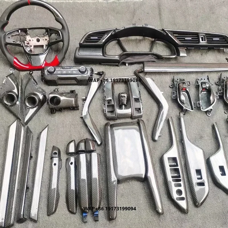 

For-Honda for-Civic Carbon Fiber Interior Gear Shift Box Cover Molding Trim Door Bowl Handle Armrest New 2021