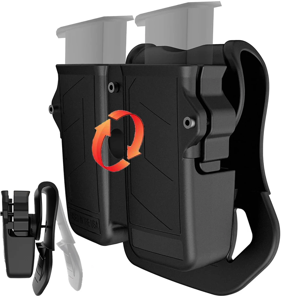 Image of Doppelter Magazinhalter 360 ° Verstellbare Tasche für 9mm 10mm .40 .45 Einzel-/Doppelstapel-Magazinhalter Universelle Magazintasche