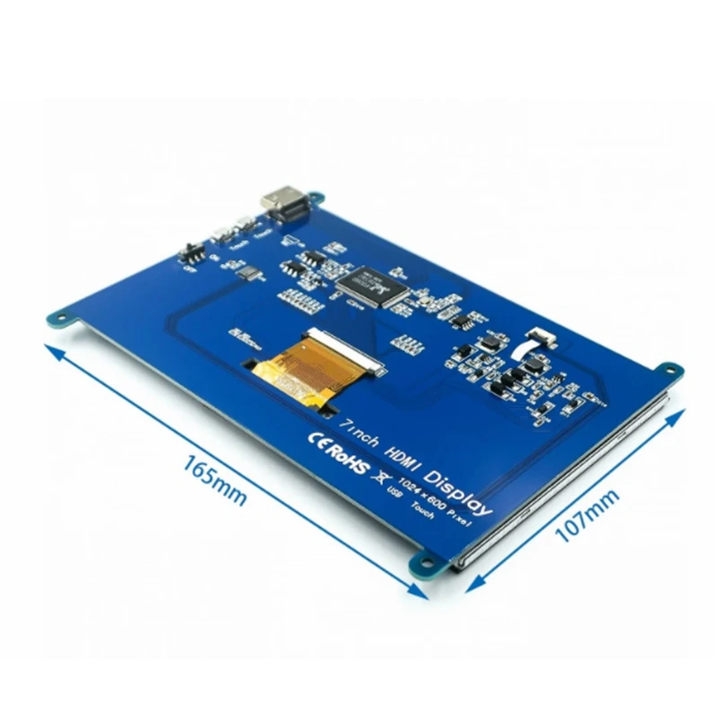 Tela de toque capacitiva IPS, 7 Polegada, 1024x600, LCD, interface HDMI, suporta vários sistemas, Raspberry Pi 3 B