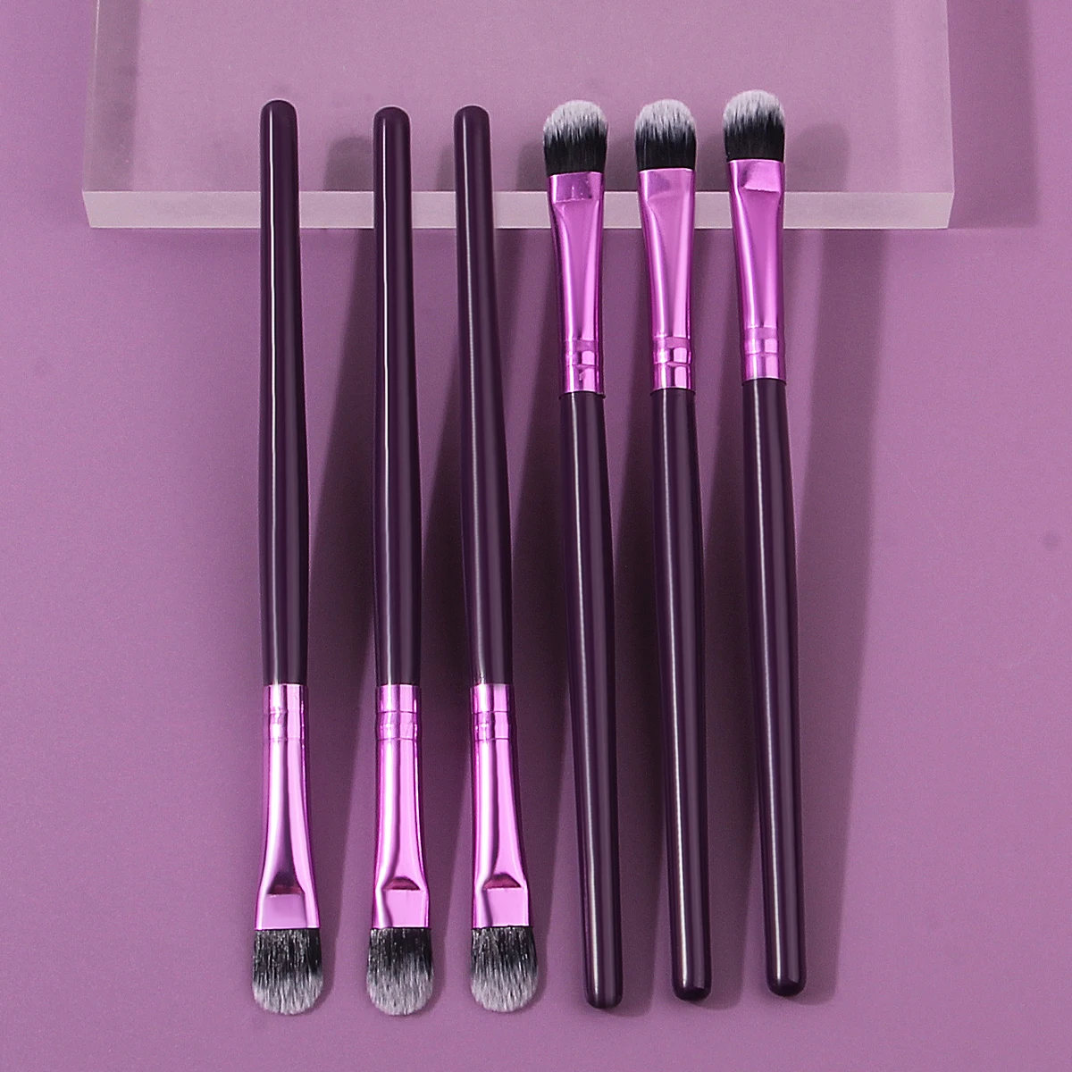 6PCS soft wooden handle makeup brushes, suitable for eyeshadow, eyebrow concealer and facial brushes, portable beauty tools