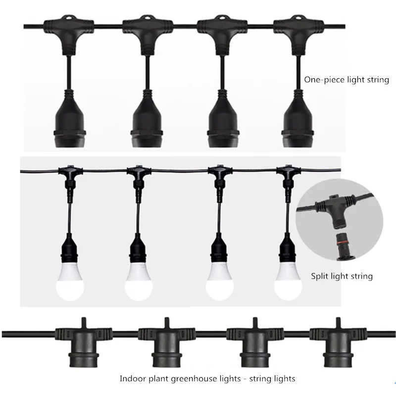 E27 LED Outdoor Waterproof Connector Sealing con Line Light String e27 portalampada filettato cavo di alimentazione a 2pin per Garden Farm