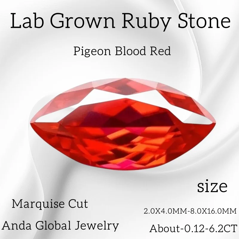 

Lab Grown Ruby Loose Gemstones Pigeon Blood Red Marquise Cut Charm Beads for DIY Jewelry Selectable AGL CertificateDaily Wear