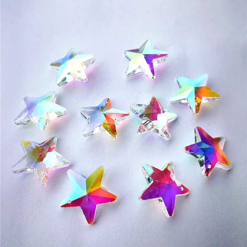 Hot Selling 50pcs Rainbow 26mm Crystal Shiny Star Sunshine Collection Crystal Suncatcher Ornaments Christmas Tree Diy Decoration