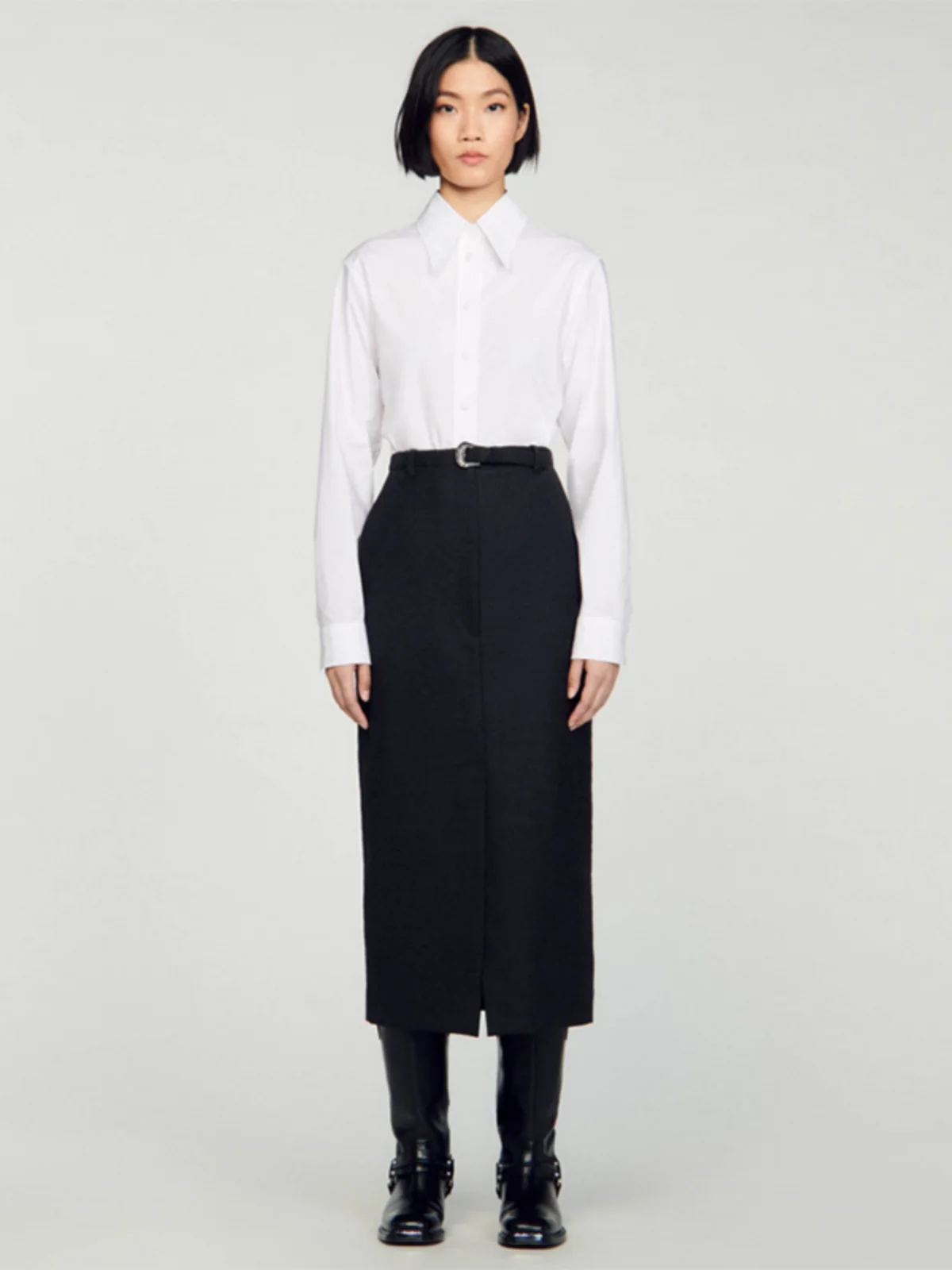 

Faionable Busin Commute Long f Skirt S Home Autumn Winter New Women's Polyester Fiber High Waist OL Sle mid Length