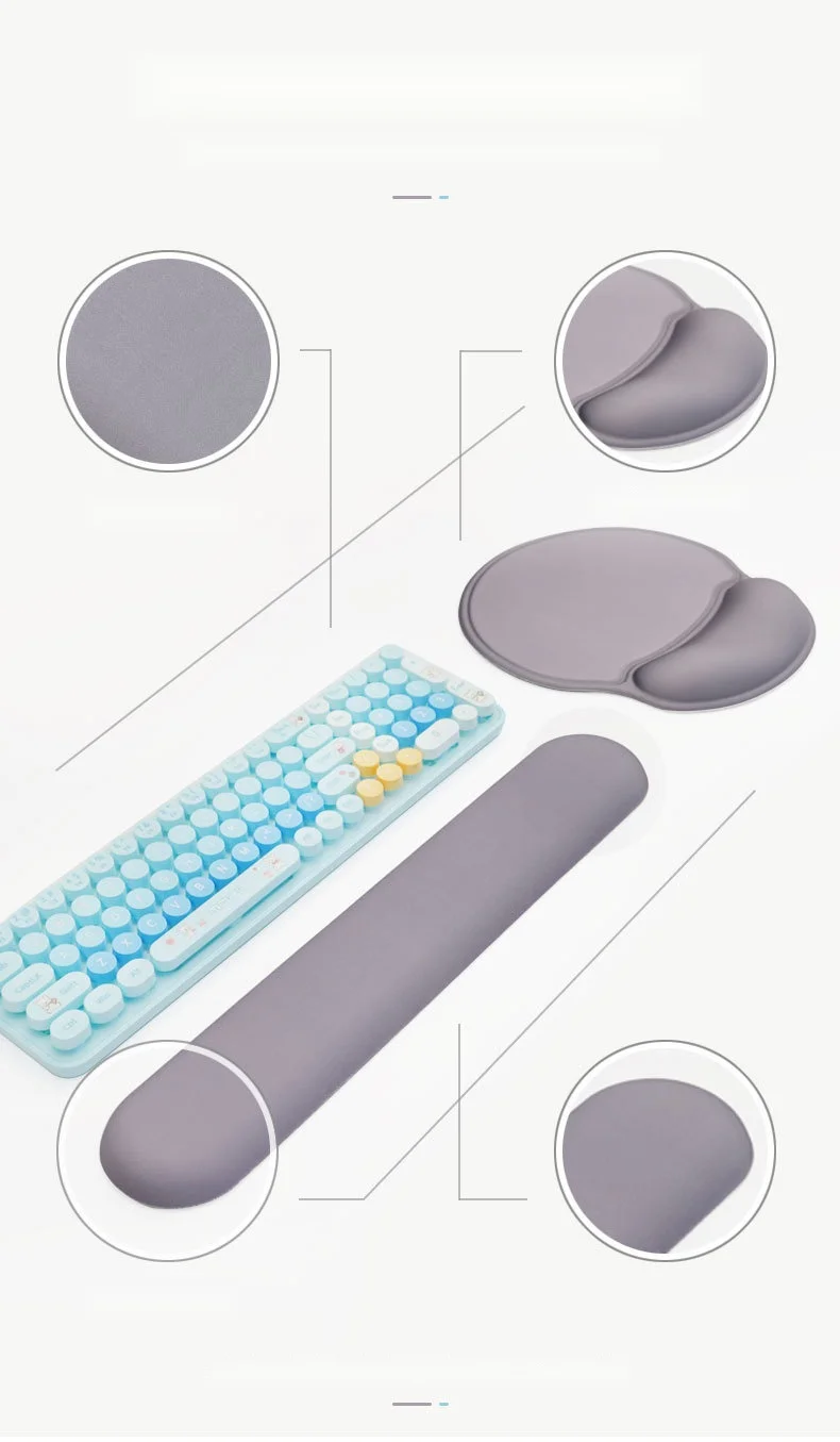 Memory-Schaum Handgelenkauflage Tastatur-Pad-Set 6 Farben Büro Gaming Langsam Rückfedernd Ergonomische Unterstützung – Detail 6