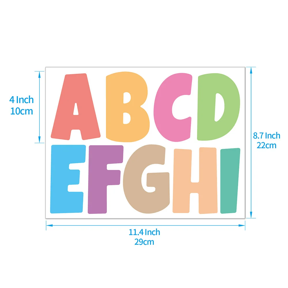 4Sheets 4 inch Cute Cartoon Letter Stickers for School Bulletin Boards,Home Decor, Festival Party DIY,Large Size Alphabet Decals