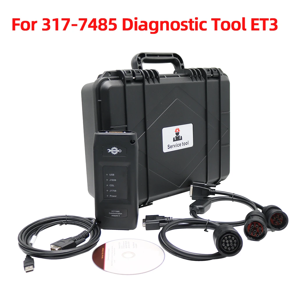 

Диагностический сканер 317-7485 ET3, подходящий для диагностики и программирования двигателей грузовиков и экскаваторов CAT, с адаптером связи. ﻿