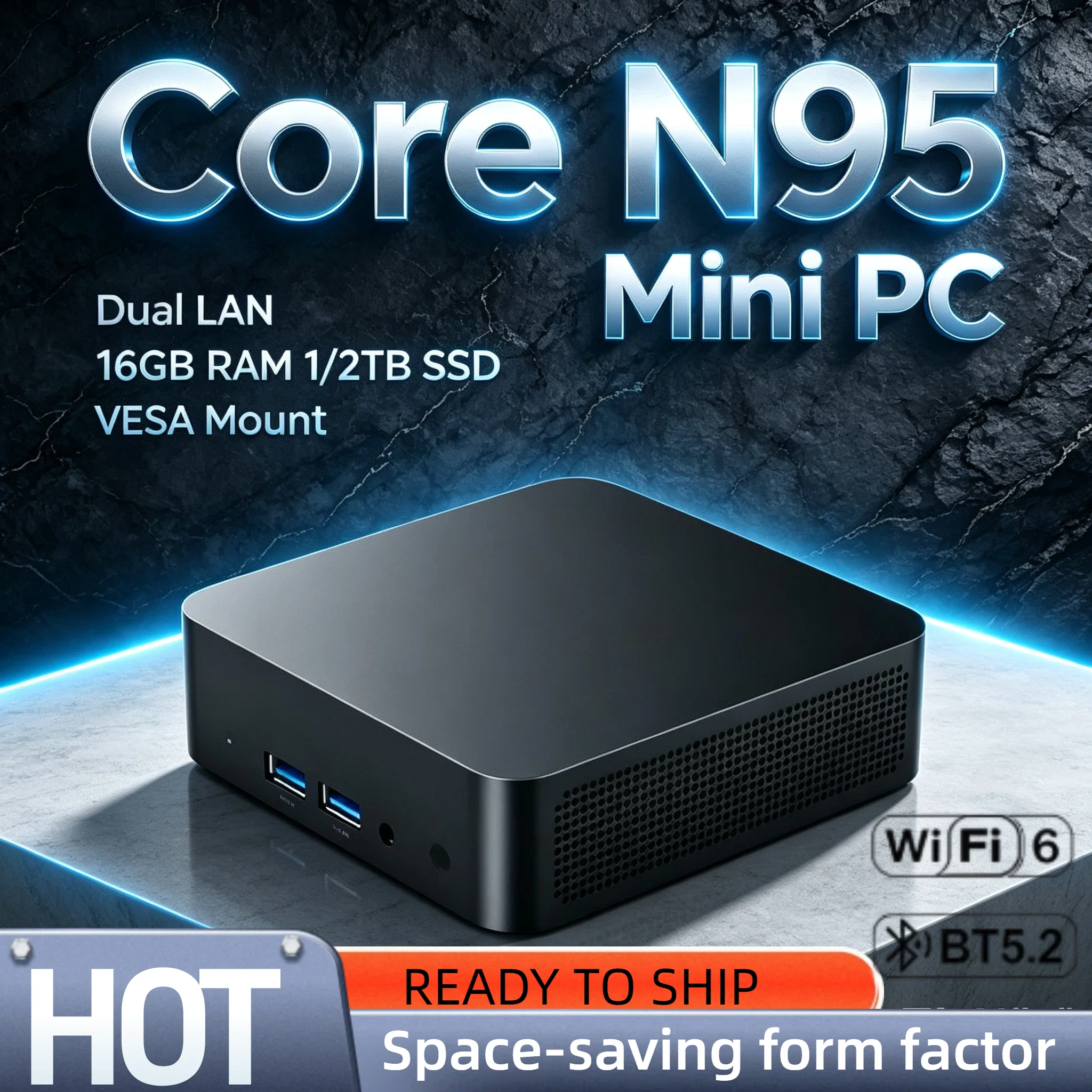 Intel Core N95 i9 10980HK 2026 Mini PC 2TB SSD Pocket Computer 4K 60Hz WiFi6 BT5.2 High Performance Pro Unit Xtreme