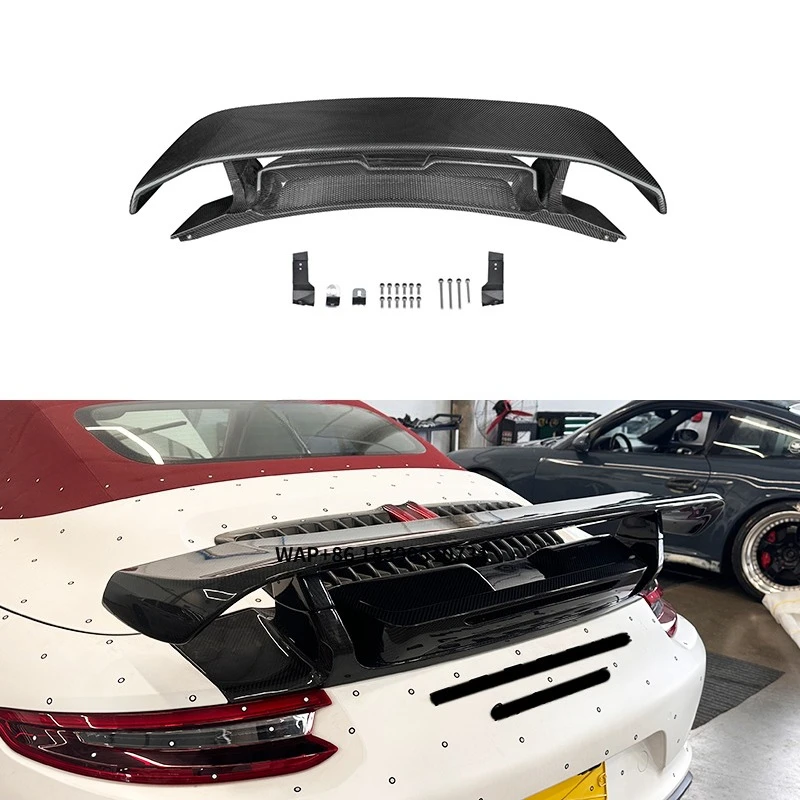 

2012-2015 Carbon Fiber Rear Wing Tail Decorative Panel with Glue Tape or Screws Installation Replacement Part for 911 991.1