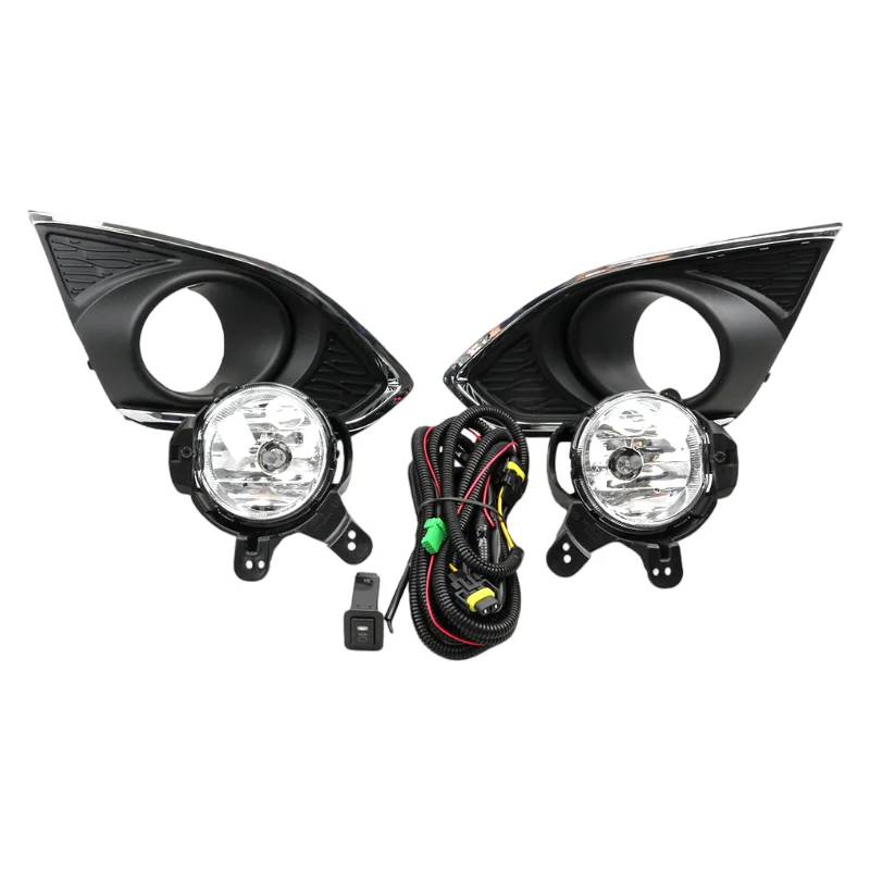 Front Fog Light Kit for Chevrolet Spark 2013-2015 Bumper Driving Lamp with Black Chrome Trim Bezels Pair Replacement