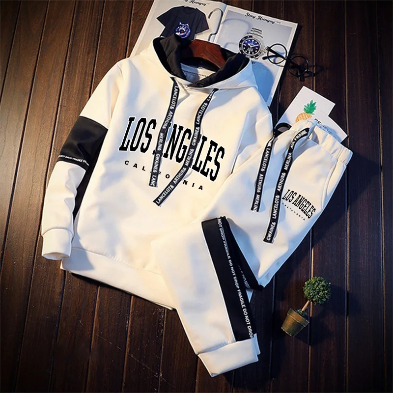 Sudaderas deportivas con capucha para hombre, ropa cómoda para exteriores, chándal sencillo, pantalones de chándal informales para uso diario, moda