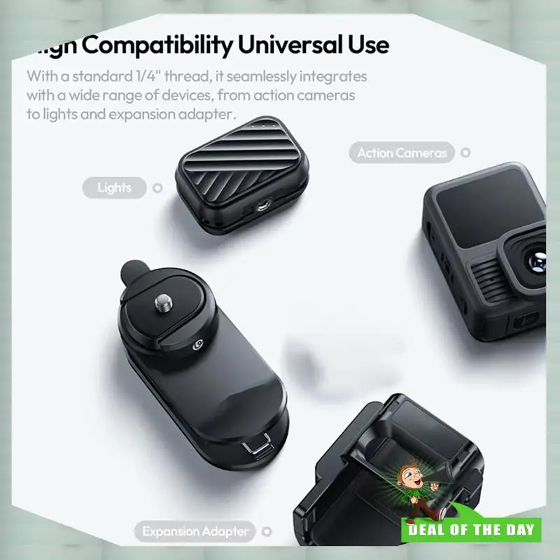 For Ulanzi Quick-Release CK02 Backpack Clip, 1/4" Thread Adapter for Action Cameras, Lightweight & Portable for Outdoor Travel