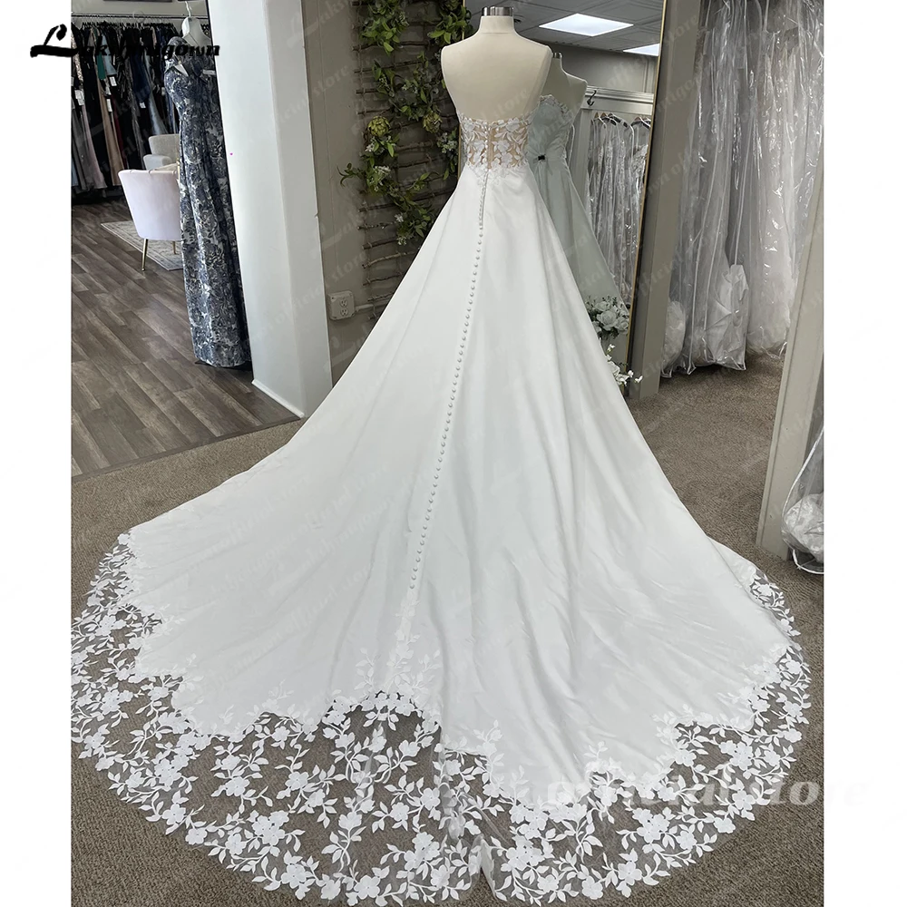 Roycebridal 멋진 웨딩 드레스, 신부 가운, A 라인 레이스 및 새틴 아플리케, 맞춤형