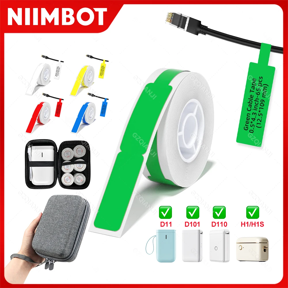 NIIMBOT Aufkleber, selbstklebendes Etikett, Thermopapiere für D11 D101 D110 Mini-Drucker, weiß, bunt, wasserfest, Kabelbandrollen