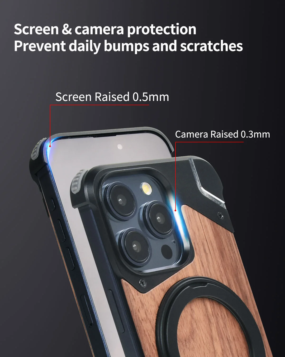 for iPhone 16 Pro Case, 360° Rotation Kickstand Aluminum Metal Frameless Design Bumper Phone Case, Protective Shock Grade Shell