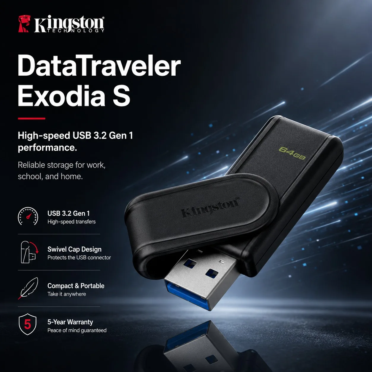 Kingston DTXS USB 3.2 Unidad Flash de Alta Velocidad, Memoria USB, Pendrive, Disco U, Accesorios Portátiles para Computadora