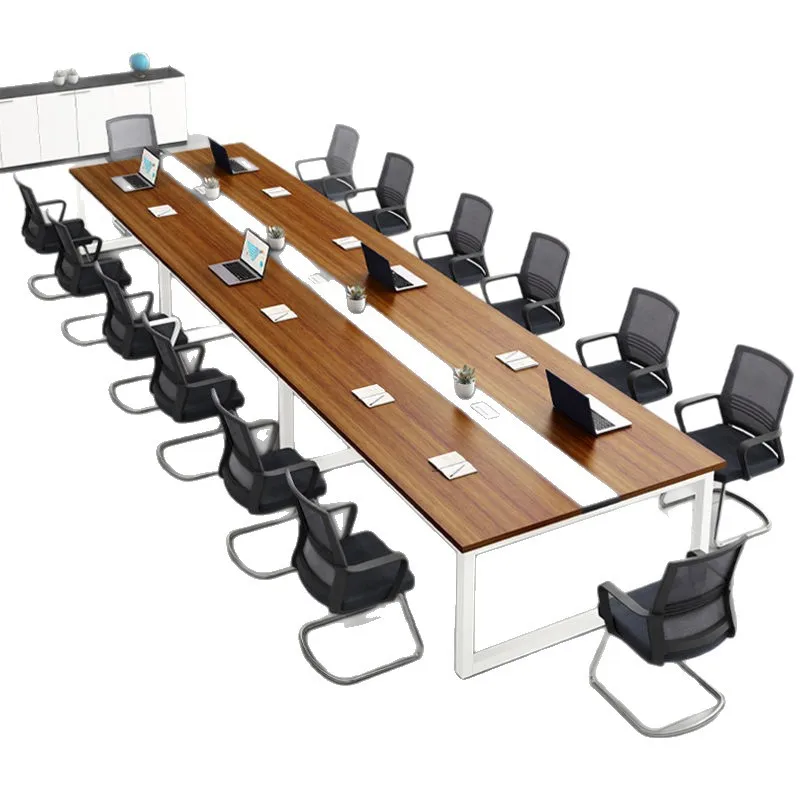 Modern Conference Table Long Office Desk Simple Design with Chairs for Training Room Workbench