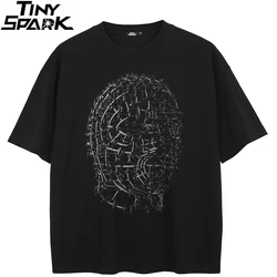 2024 T-Shirt Streetwear Spiny Head Mask Funny Graphic T Shirt Cotton Hipster Men Tshirt Unisex Tops Tees Black Hip Hop