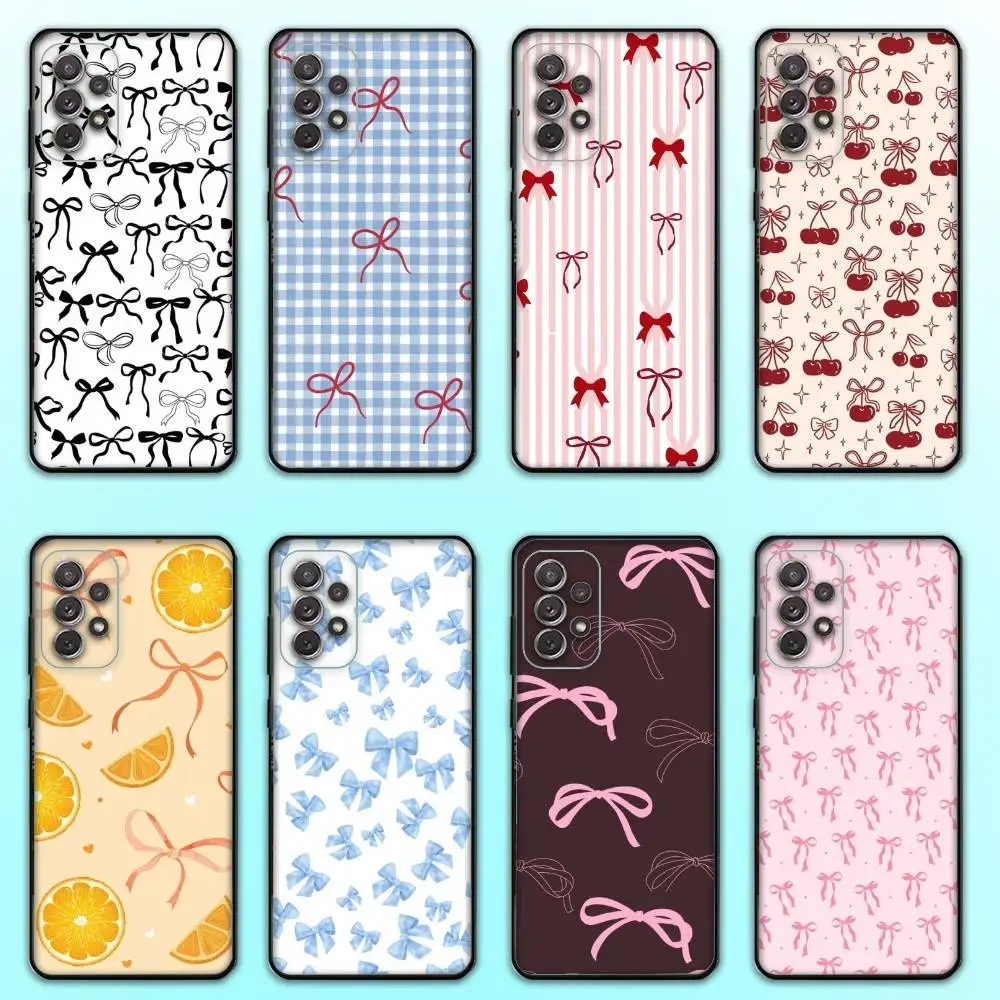 

Cute Bowknot Print Phone Case For Samsung S25,S24,S21,S22,S23,S30,Ultra,S20,Plus,Fe,Lite,Note,10,9,5G Black Cover
