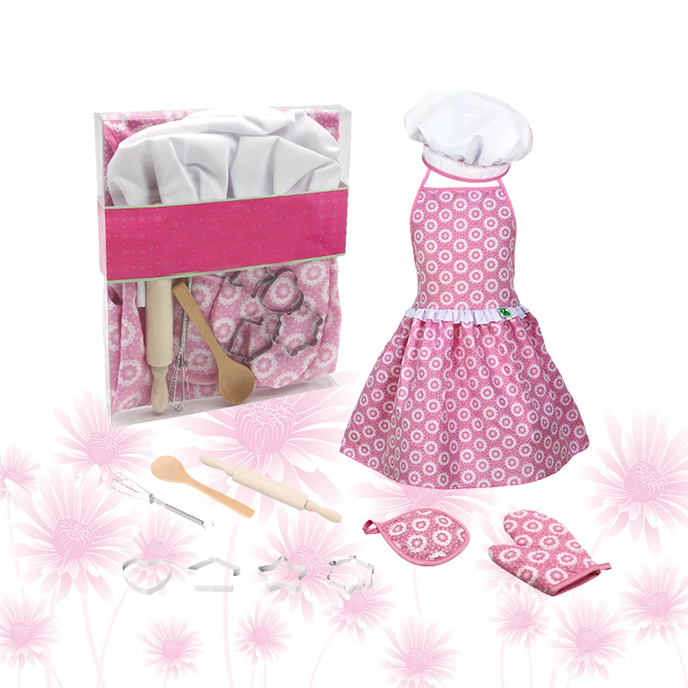 Ensemble d'ustensiles de cuisine pour enfants, 11 pièces, tablier, chapeau de Chef, mitaines de four, jeu de simulation, jeu de rôle, Costume de cuisine éducatif