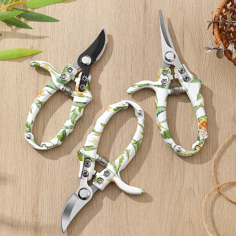 Multi functional garden pruning shears SK5 steel bending shears straight shears with printed fiberglass handles