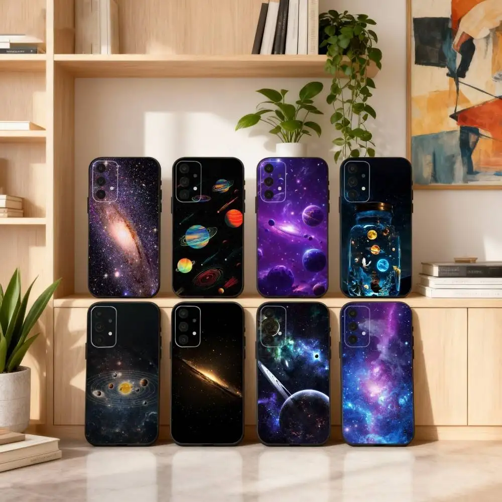 

S-Space For Galaxy Universe Phone Case For Samsung S25,24,23,22,30,21,10,9,Ultra,Plus,Lite,FE,4,5 G Soft Black Case