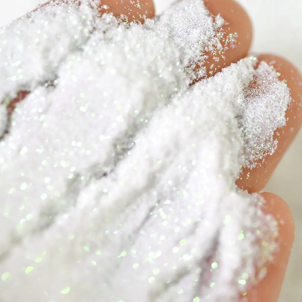1 Bag White Iridescent Opalescent Ultra Fine Glitter Dust 0.1mm Laser Shiny Shimmer Powder Holographic Nail Art Glitter #Net 10g
