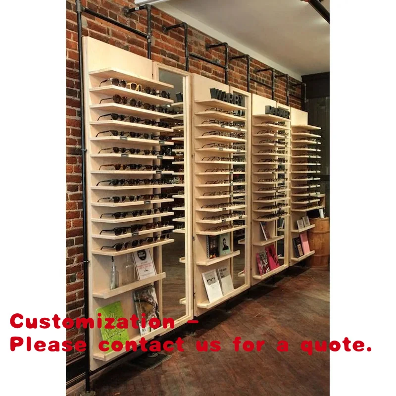 custom.Lockable Sunglasses Rods Wall Mounted Eyewear Eyeglasses Display Rack Bars