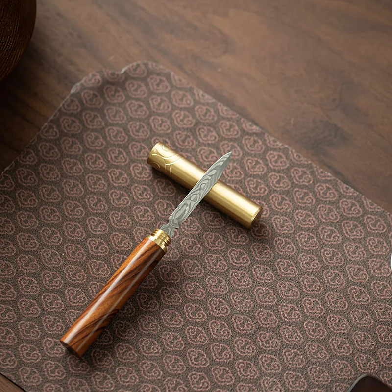 Black Wood Tea Knife Handmade Pu'er Tea Pick Tool Office Tea Cake Opener Set With Storage Box For Gift