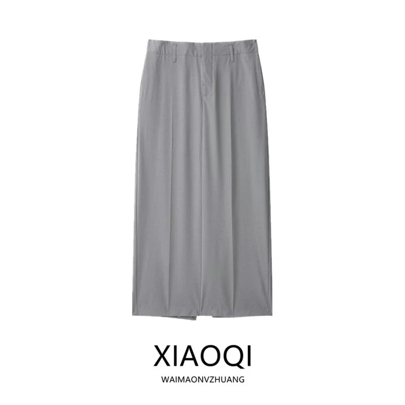 Autumn 2026 New Long Midi Skirt Women's Fashion mid Waist Versatile Back Split Half Body Skirt Straight Cut Other Material