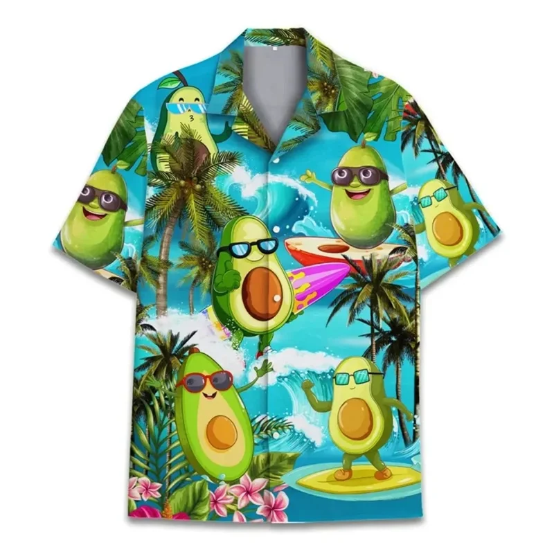 Hawaiian 3D Cute Fruits Kiwi Fruit Printed Shirts For Women Avocados Graphic Shirts & Blouses For Men Fashion Funny Clothing Top