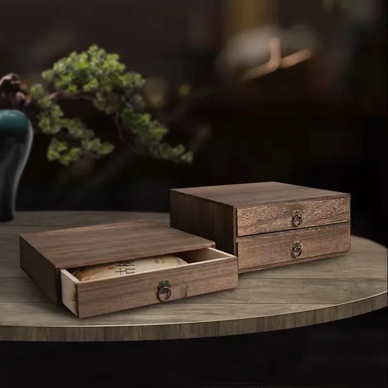 

Винтажная деревянная настольная коробка-органайзер, многослойный ящик, футляр для хранения ювелирных изделий, пылезащитный документ с ручкой D9B8Z9