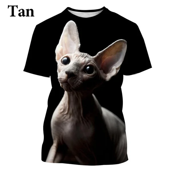 Fashion Cool Pattern T-Shirt Male/Female Sphynx Cat 3D Printing T-Shirt Casual Cute Street T-Shirt